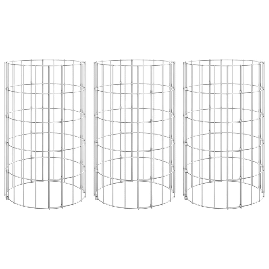 Fioriere Gabbione Circolare 3 pz in Acciaio Zincato Ø30x50 cm