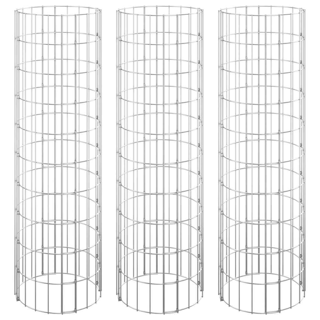 Fioriere Gabbione Circolare 3 pz in Acciaio Zincato Ø30x100 cm