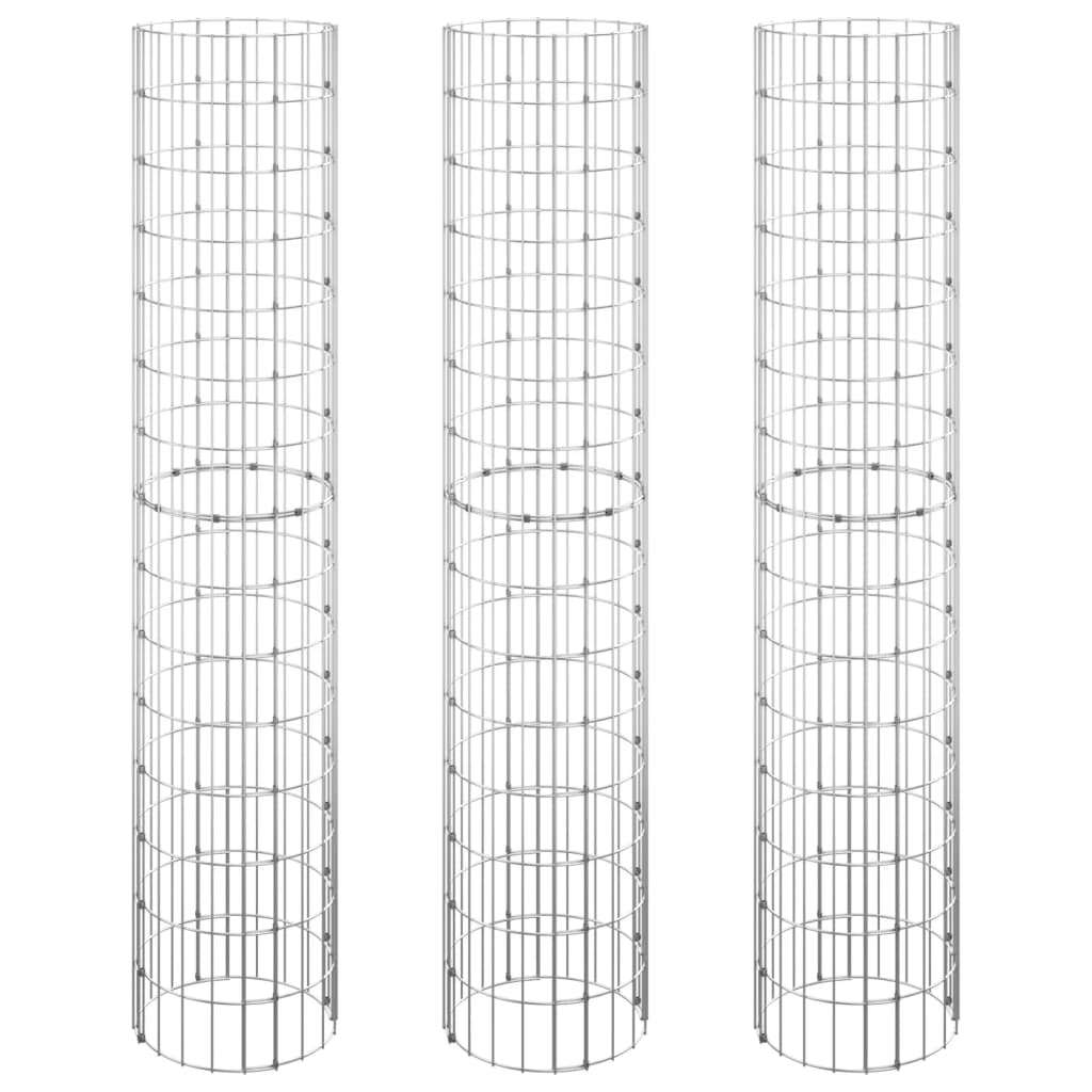 Fioriere Gabbione Circolare 3 pz in Acciaio Zincato Ø30x150 cm