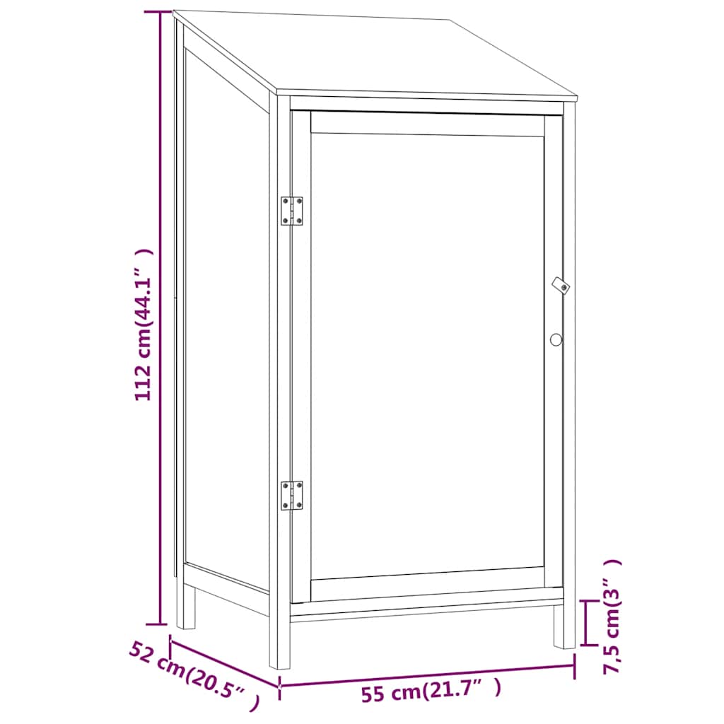 Capanno da Giardino 55x52x112 cm in Legno Massello di Abete