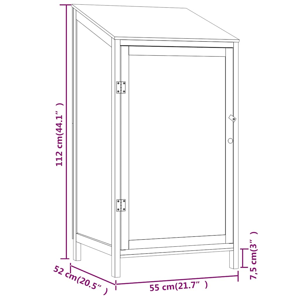 Capanno da Giardino Antracite 55x52x112 cm Legno Massello Abete