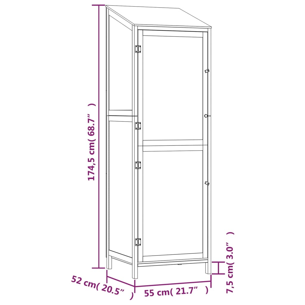 Capanno da Giardino Marrone 55x52x174,5 cm Legno Massello Abete