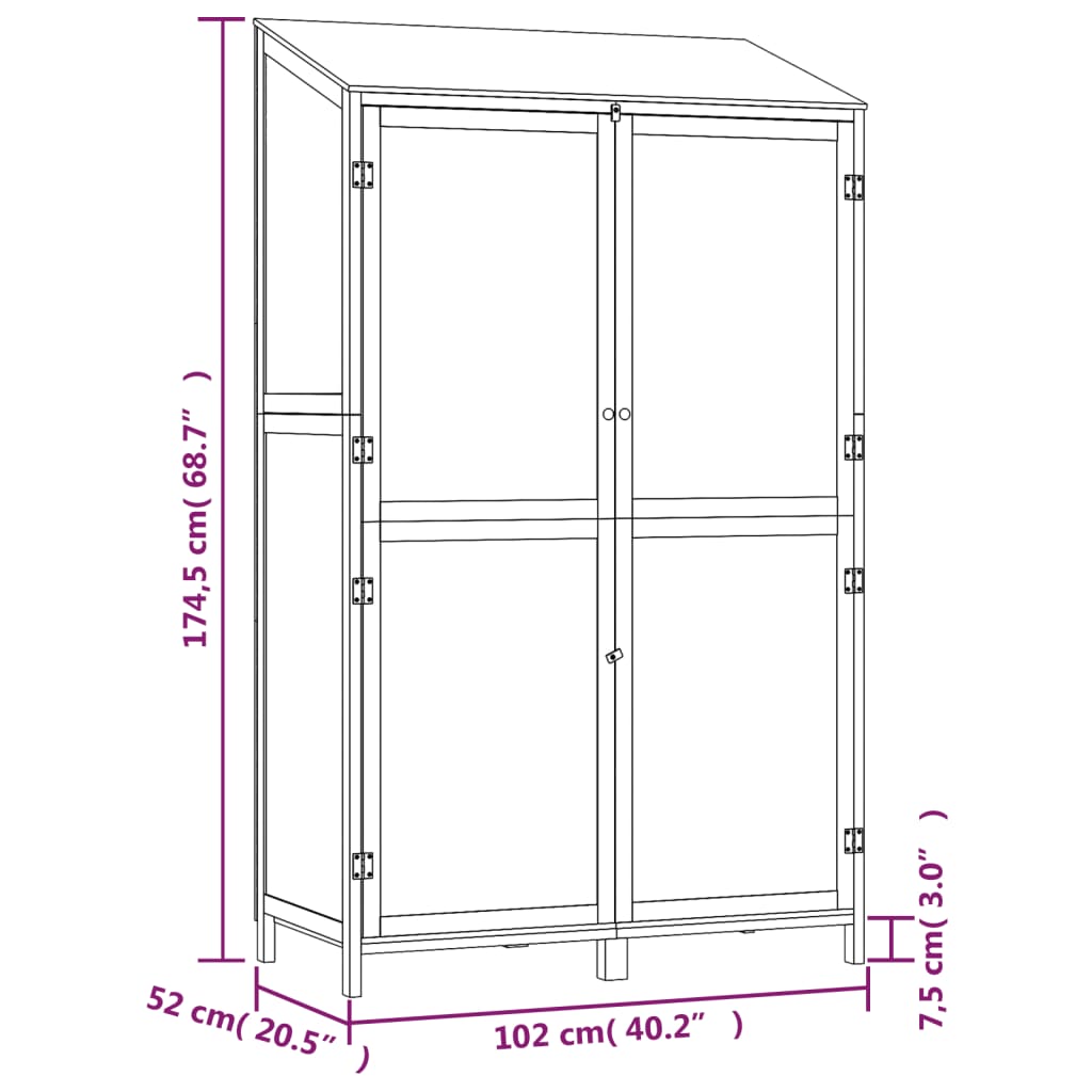 Capanno da Giardino Bianco 102x52x174,5 cm Legno Massello Abete