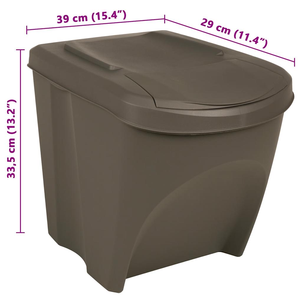 Contenitori Impilabili per Rifiuti 3pz Grigio 75L Polipropilene