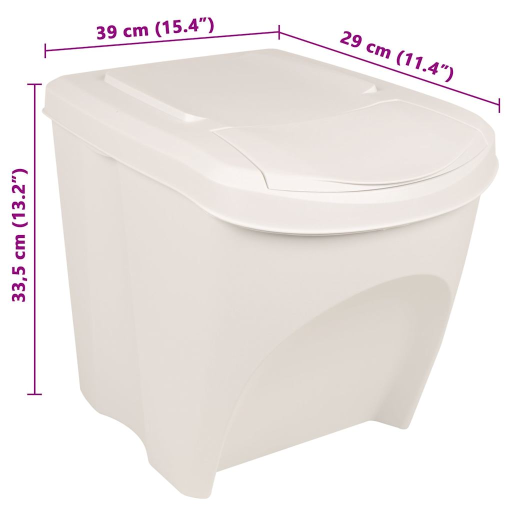 Contenitori Impilabili per Rifiuti 3pz Bianco 75L Polipropilene