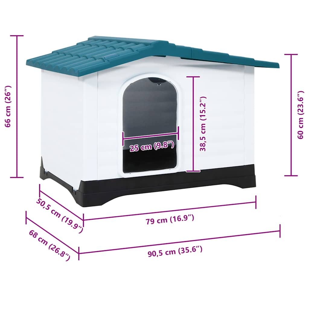 Casetta per Cani Blu 90,5x68x66 cm in Polipropilene