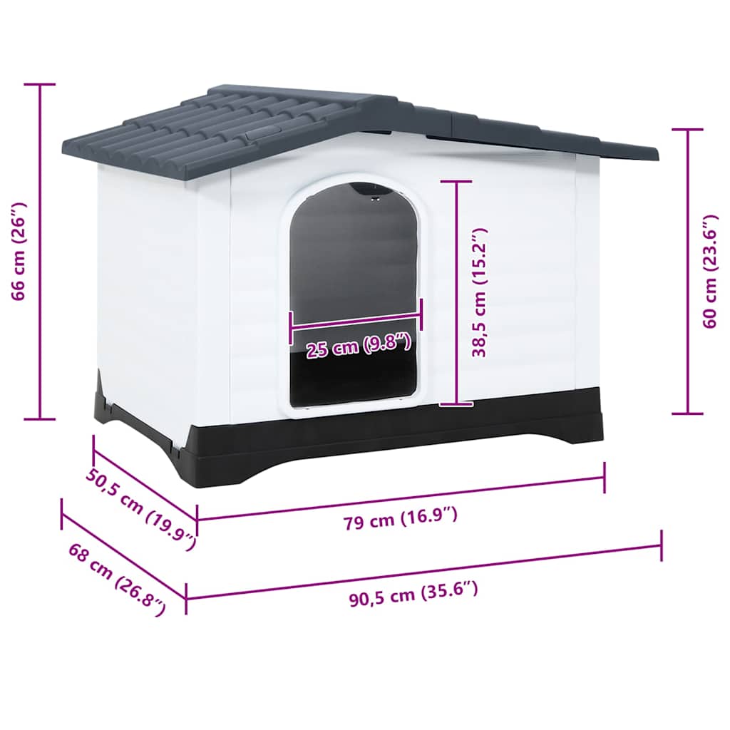Cuccia per cani grigia 90,5x68x66 cm in polipropilene