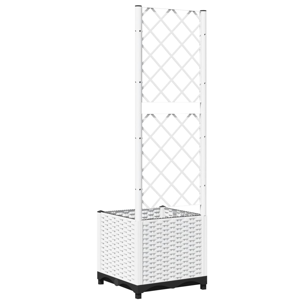 Fioriera da Giardino con Graticcio Bianco 40x40x136 cm PP
