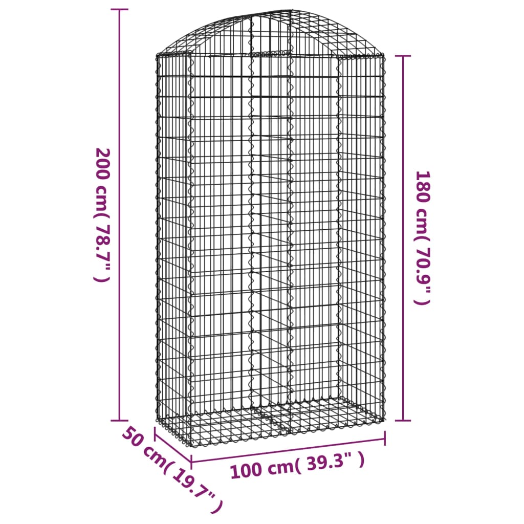 Cesto Gabbione ad Arco 100x50x180/200 cm Ferro Zincato
