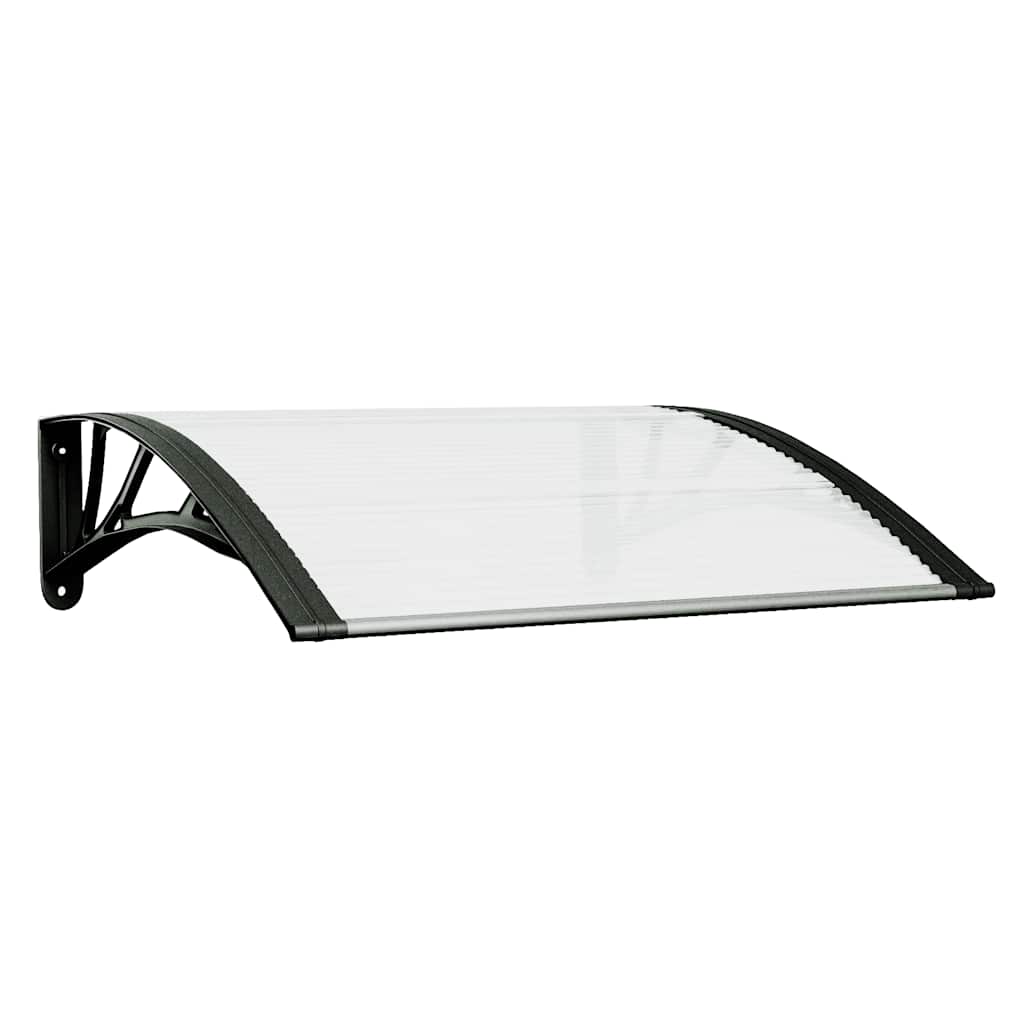 Tettoia per Porta Nero e Trasparente 80x75 cm in Policarbonato