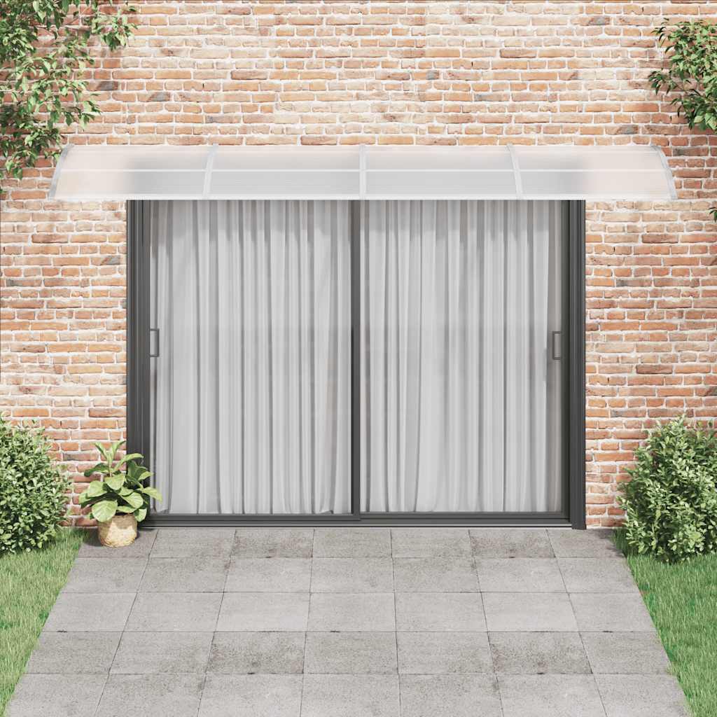 Tettoia per Porta Grigia e Trasparente 400x75 cm Policarbonato