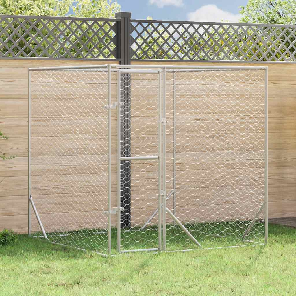 Cuccia per Cani da Esterno Argento 2x2x2 m Acciaio Zincato