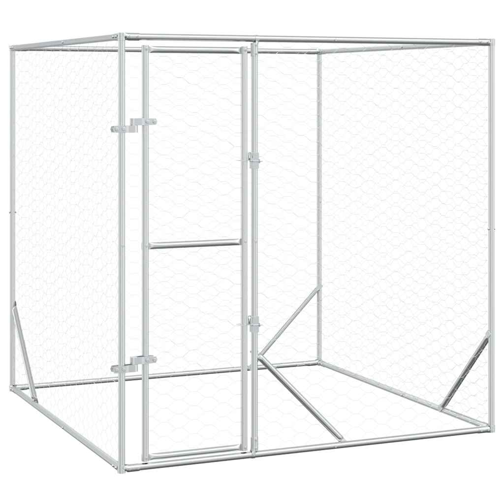 Cuccia per Cani da Esterno Argento 2x2x2 m Acciaio Zincato