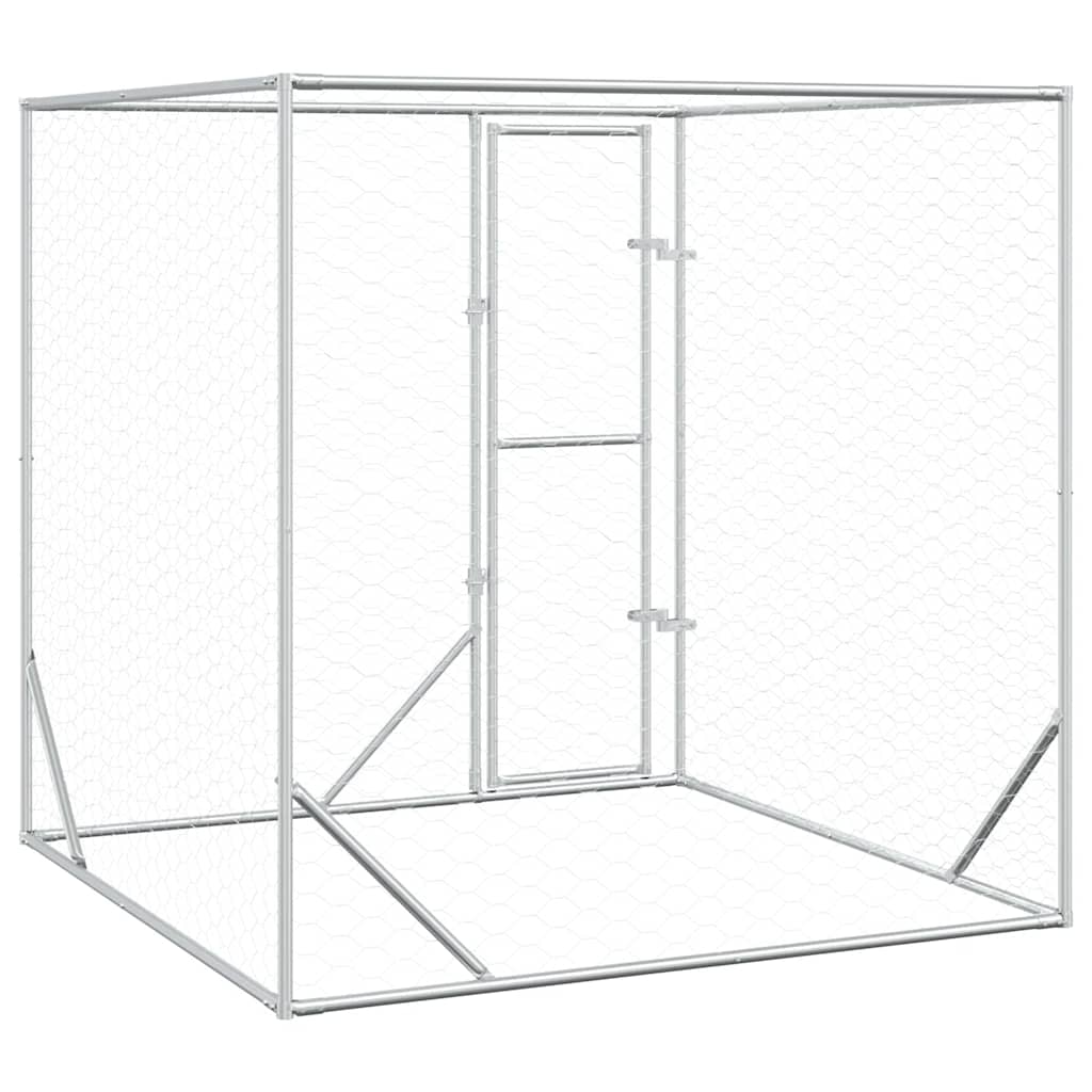 Cuccia per Cani da Esterno Argento 2x2x2 m Acciaio Zincato