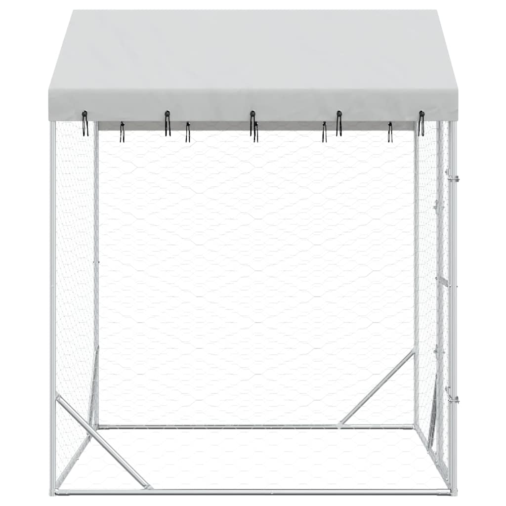 Cuccia Cani da Esterno Tetto Argento 2x2x2,5 m Acciaio Zincato