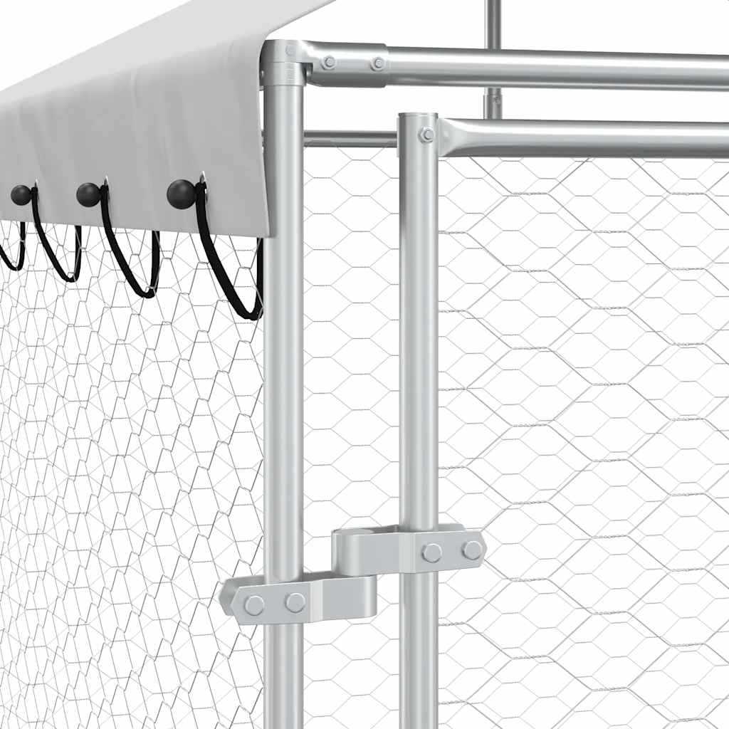 Cuccia Cani da Esterno Tetto Argento 2x2x2,5 m Acciaio Zincato