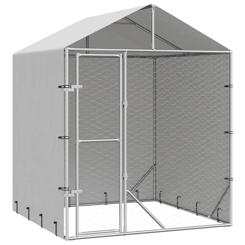 Cuccia Cani da Esterno Tetto Argento 2x2x2,5 m Acciaio Zincato