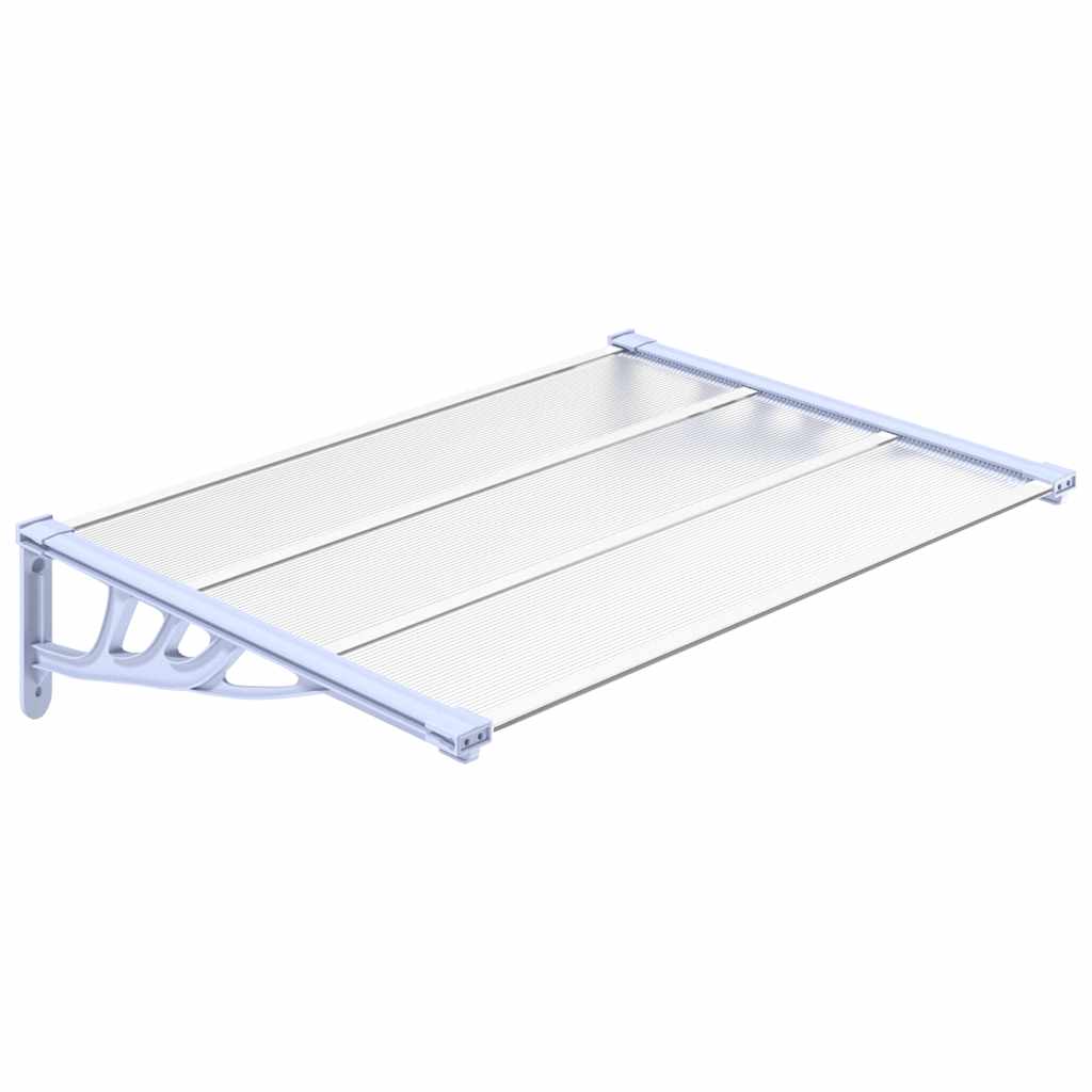 Tettoia per Porta Grigio e Trasparente 122x90 cm Policarbonato