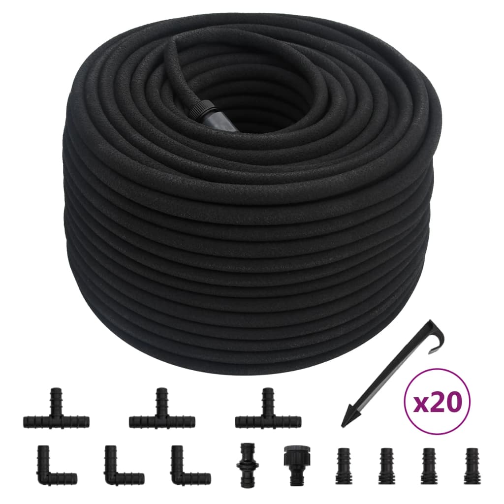 Tubo di Irrigazione da Giardino Nero 0,6" 50 m in Gomma
