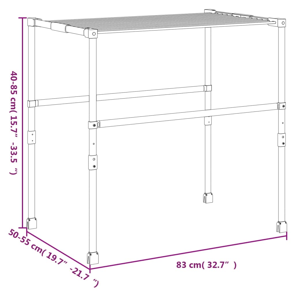 Stendibiancheria 83x(50-55)x(40-85) cm in Alluminio