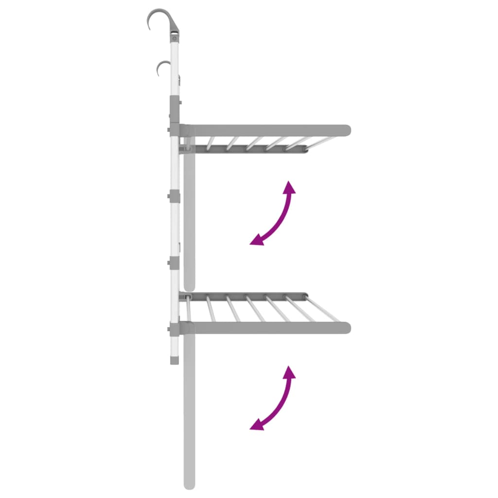 Stendino per Balcone 89x25x(60-95) cm in Alluminio