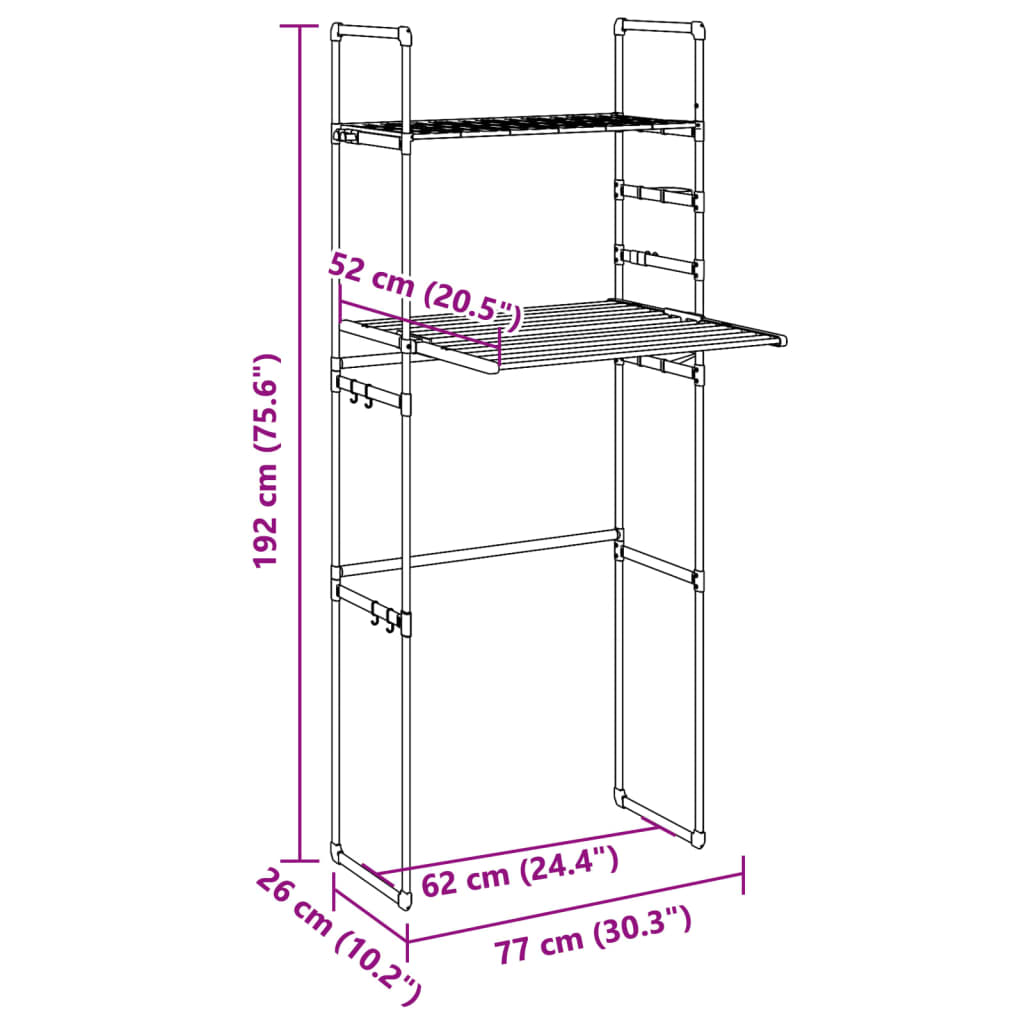 Scaffale per Lavatrice 77x52x192 cm in Alluminio