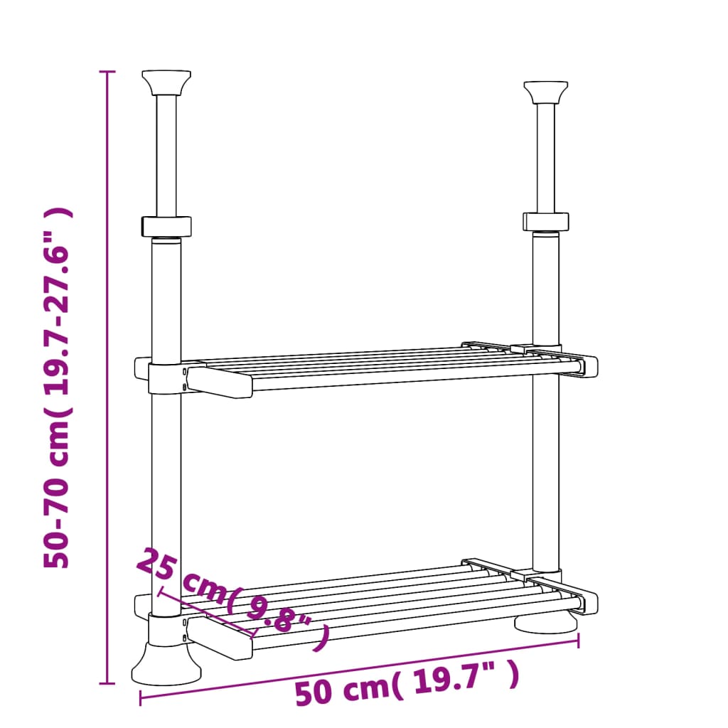 Ripiano da Cucina 50x25x(50-70) cm in Alluminio