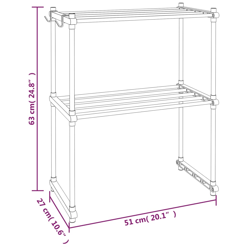 Ripiano per Microonde Bianco 51x27x63 cm in Alluminio