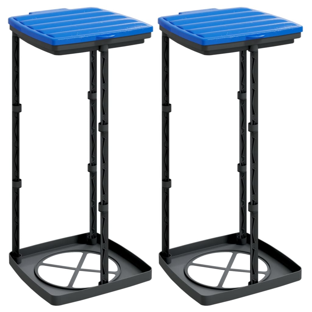 Porta Sacchi Spazzatura 2 pz Nero e Blu 60 L in PP