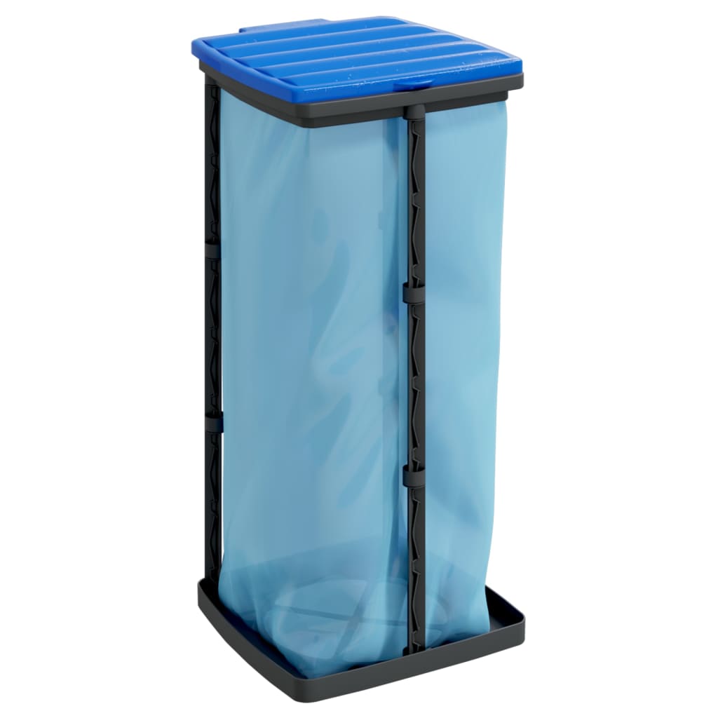 Porta Sacchi Spazzatura 2 pz Nero e Blu 60 L in PP