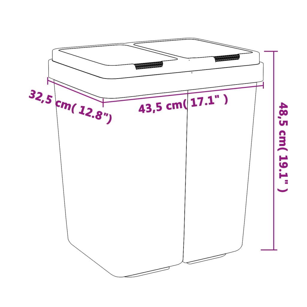 Cestino Doppio Antracite 2x25 L