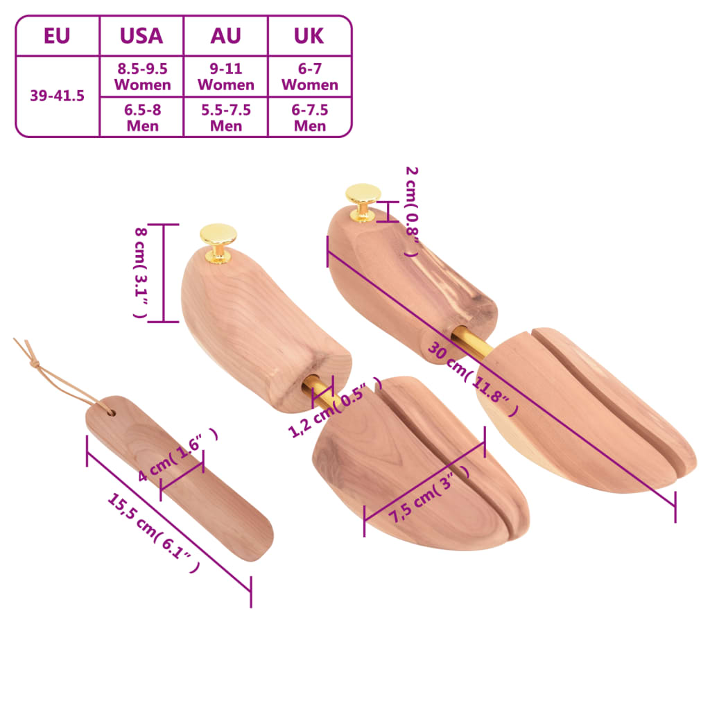Allarga Scarpe con Calzascarpe EU 39-41,5 Legno Massello Cedro