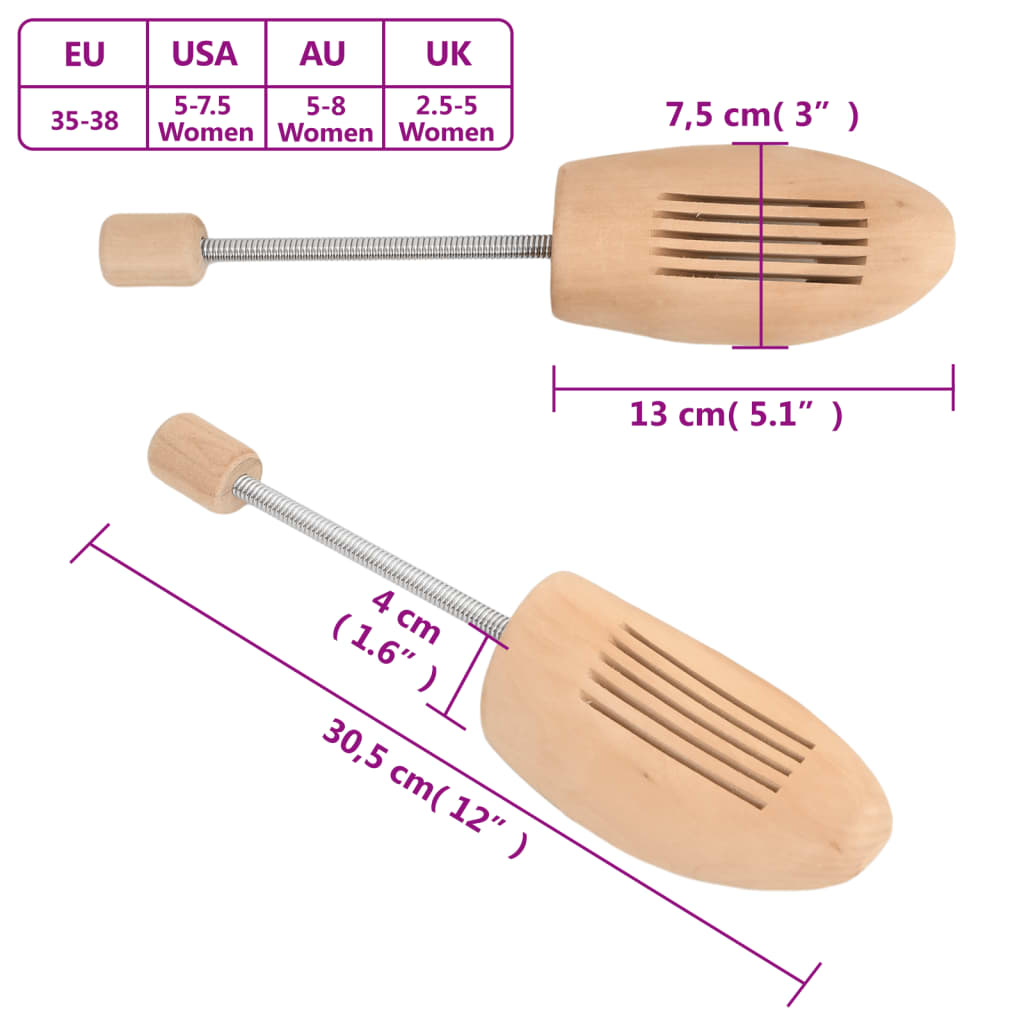 Tendiscarpe 2 Paia EU 35-38 Legno Massello di Loto