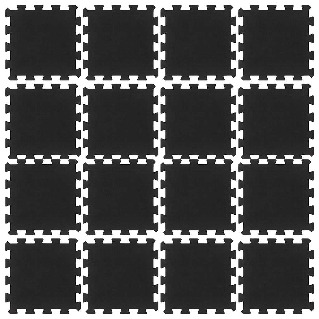 Piastrelle per Pavimenti in Gomma 16 pz Nere 16 mm 30x30 cm