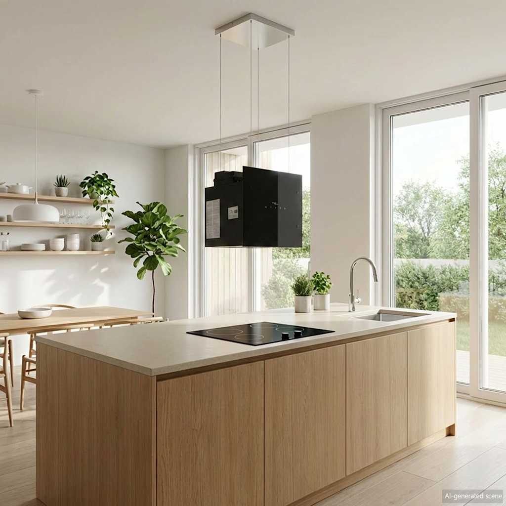 Cappa da Cucina a Isola con Sensore Tattile LCD Vetro Temperato