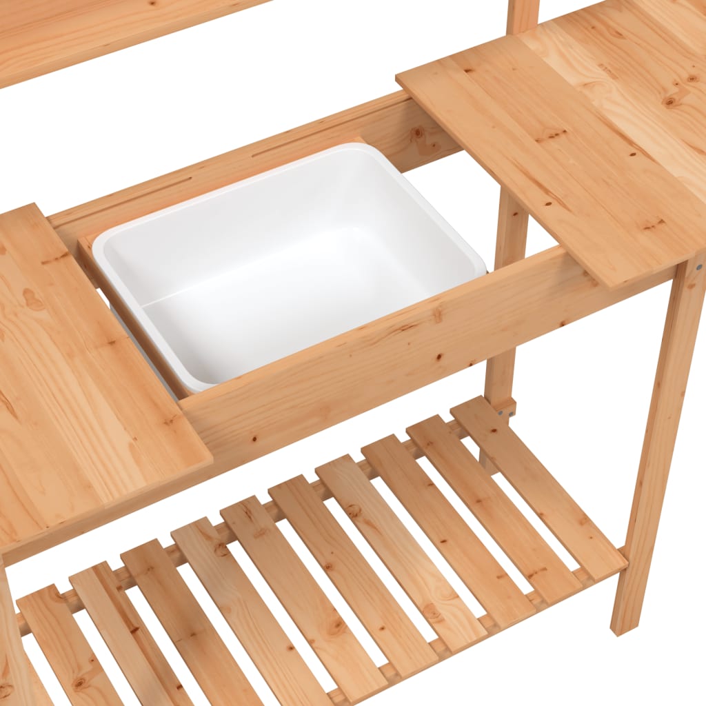 Tavolo Invaso con Lavello Marrone 147,5x44x139,5 Massello Abete