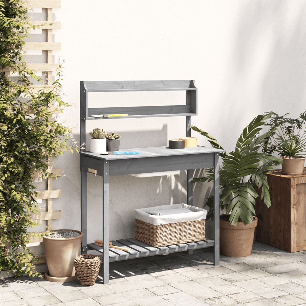 Tavolo Invaso con Lavello Grigio 147,5x44x139,5 Massello Abete