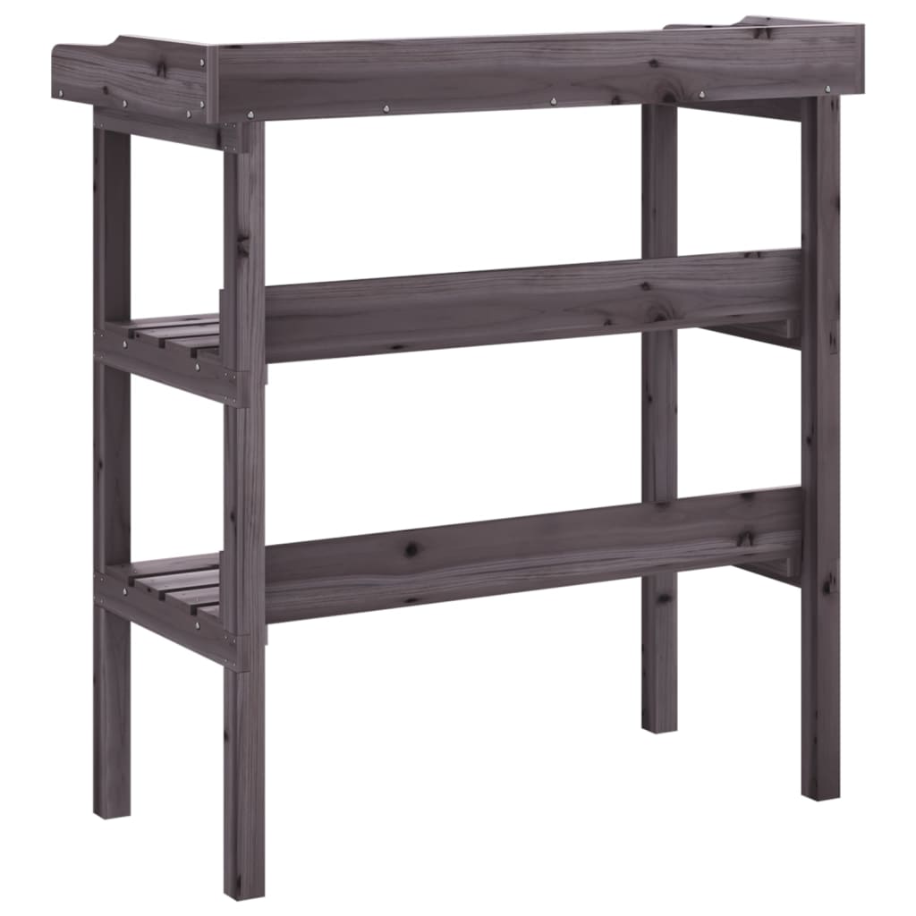 Tavolo Piante Ripiani Grigio 78x38x,82,5cm Legno Massello Abete