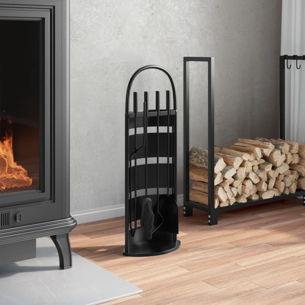 Set di attrezzi per camino 5 pezzi 23x15x66 cm in acciaio