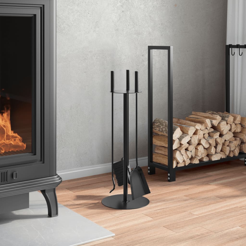 Set di attrezzi per camino 4 pezzi 22x59 cm in acciaio