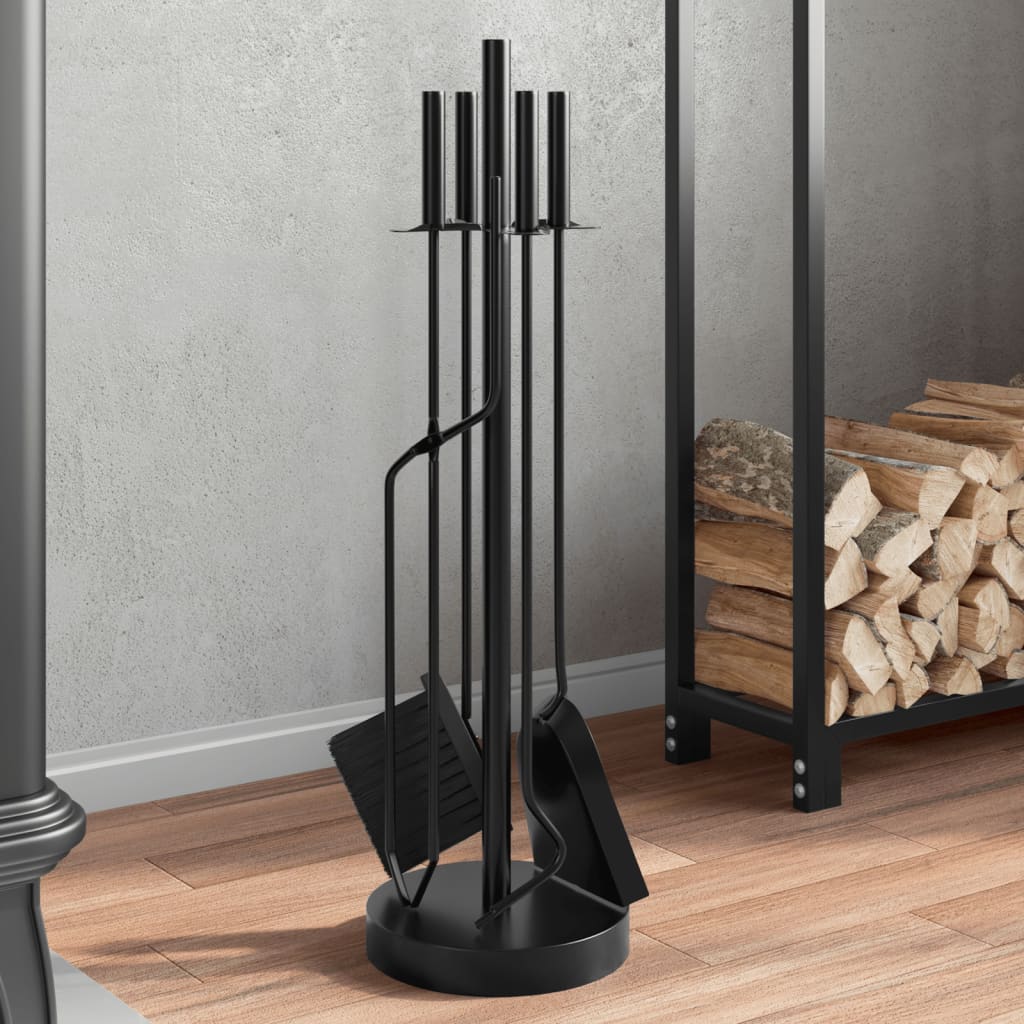 Set di attrezzi per camino 5 pezzi 18x66 cm in acciaio