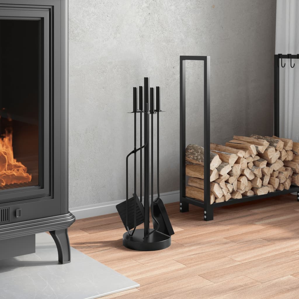 Set di attrezzi per camino 5 pezzi 18x66 cm in acciaio