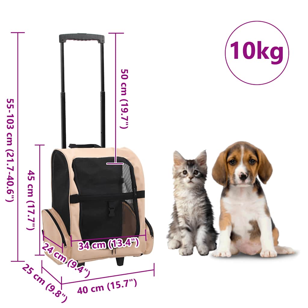 Trolley Trasportino per Animali Pieghevole Multifunzione Sabbia