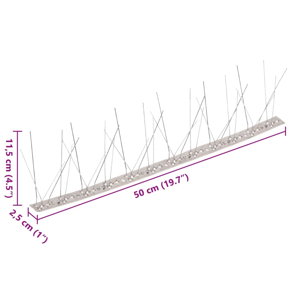Set Dissuasori per Uccelli e Piccioni 6 pz Acciaio 5 File 3 m