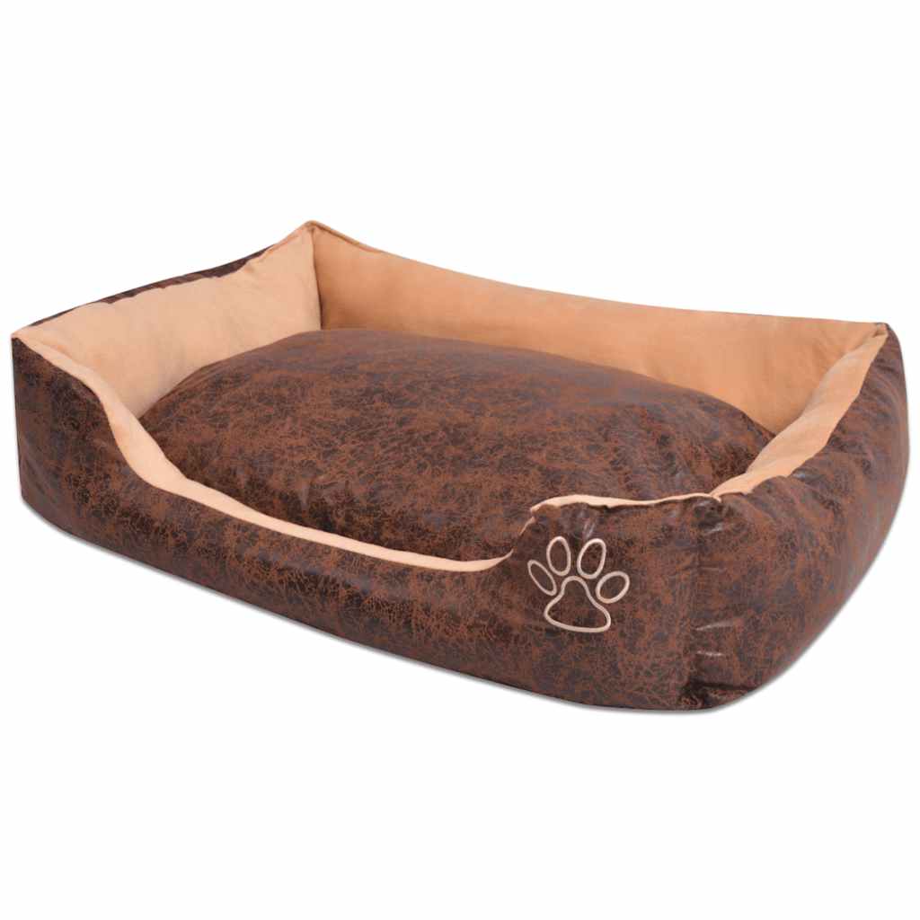 Cuccia Cani Cuscino Imbottito Similpelle PU Taglia XL Marrone