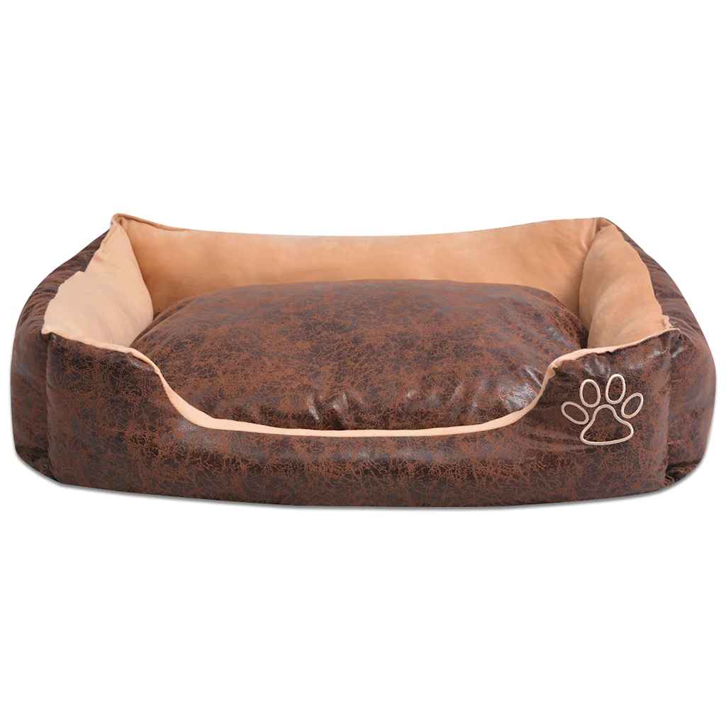 Cuccia Cani Cuscino Imbottito Similpelle PU Taglia XL Marrone
