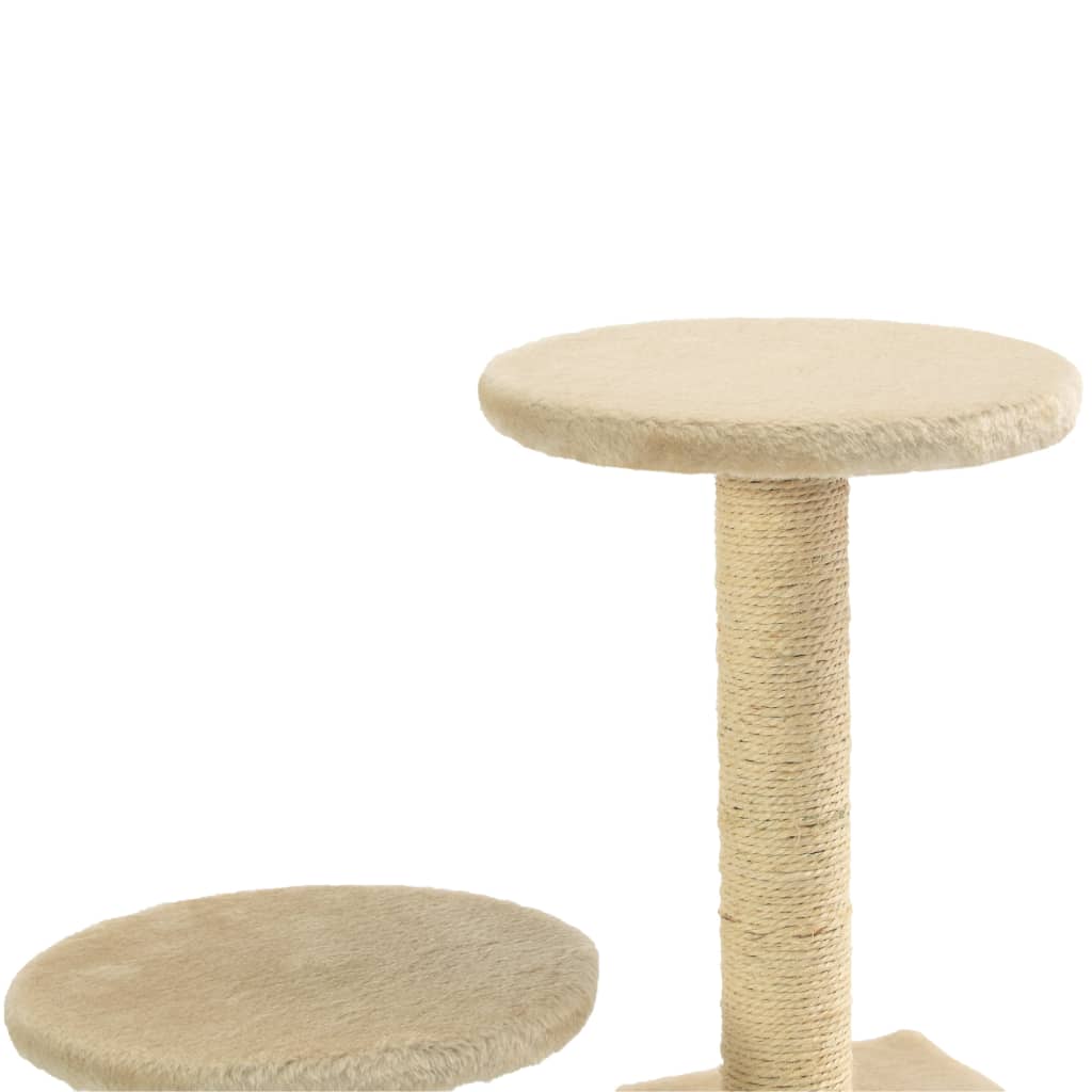 Albero per Gatti con Pali Tiragraffi in Sisal 60 cm Beige