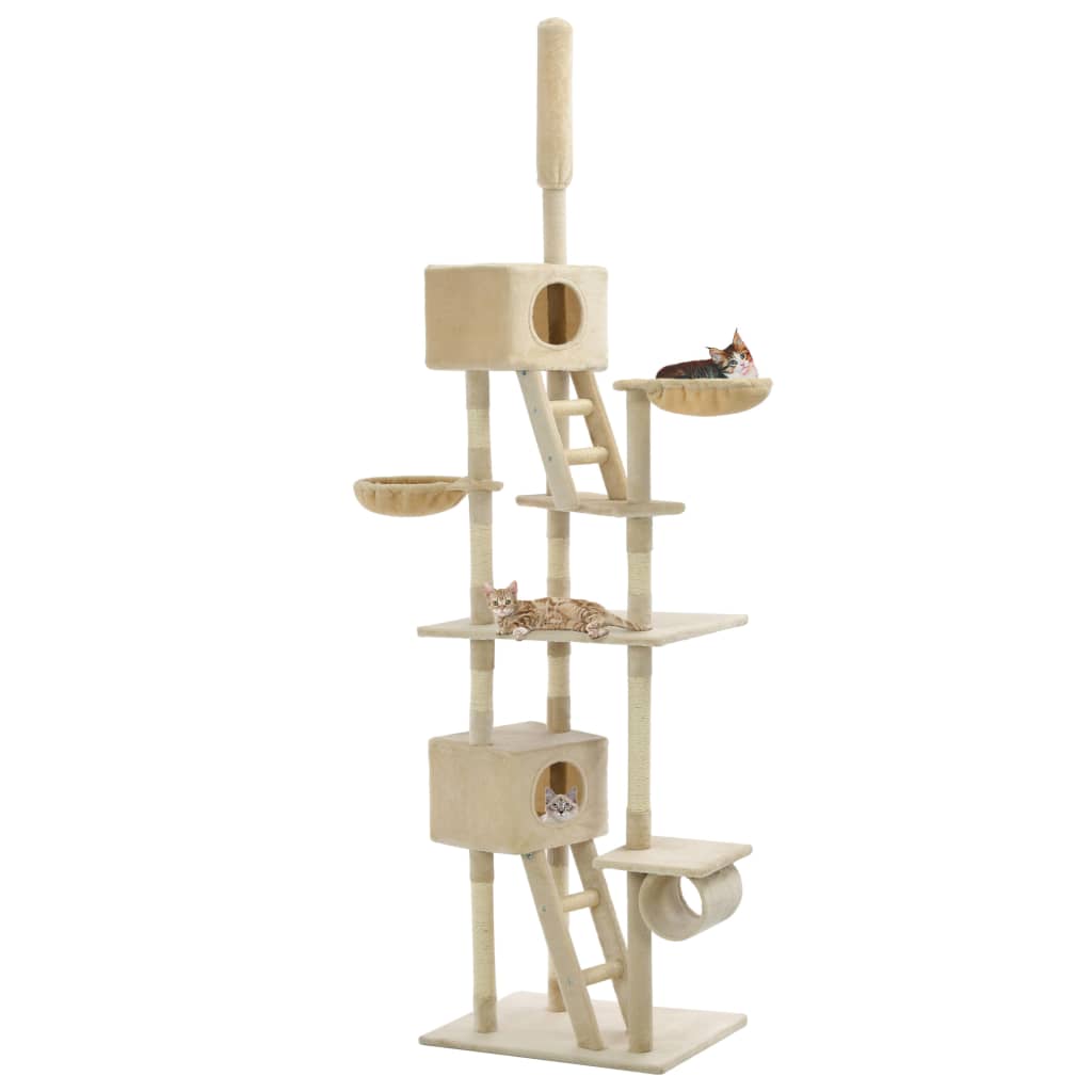 Albero per Gatti con Pali Tiragraffi in Sisal 230-260 cm Beige