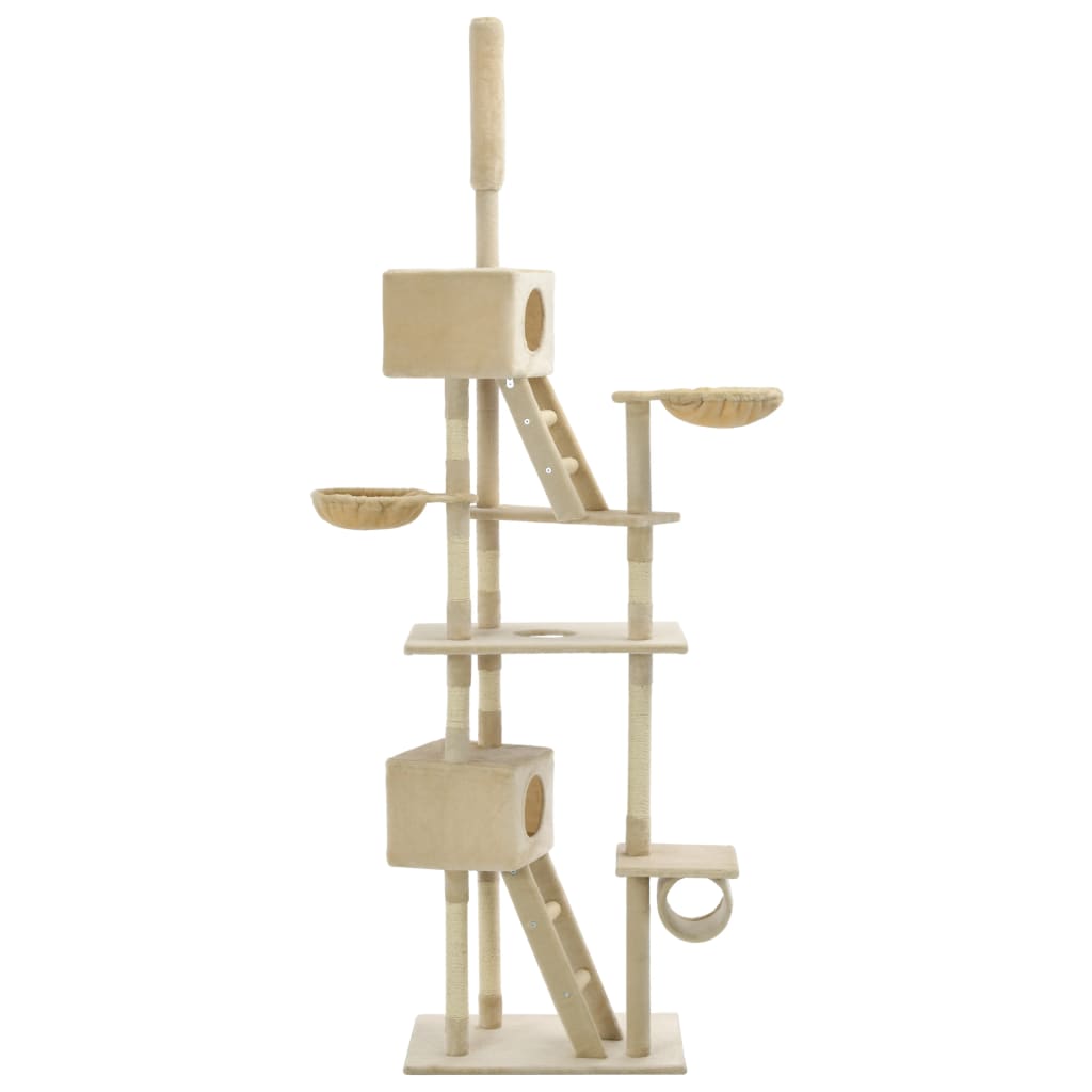 Albero per Gatti con Pali Tiragraffi in Sisal 230-260 cm Beige