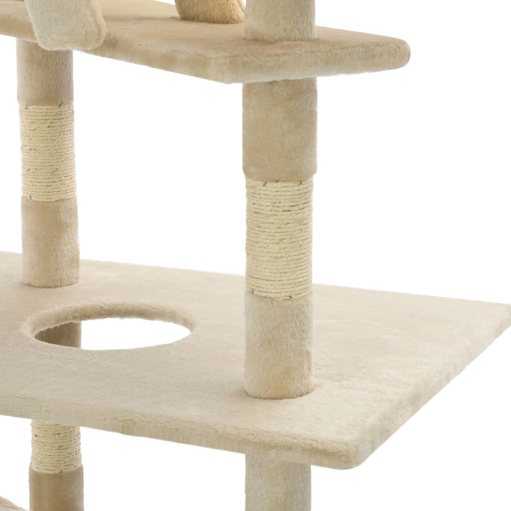 Albero per Gatti con Pali Tiragraffi in Sisal 230-260 cm Beige